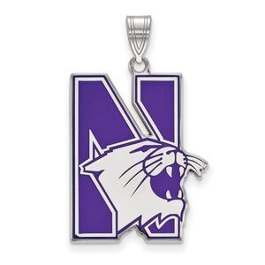 Sterling Silver Northwestern U. XL Enamel Pendant